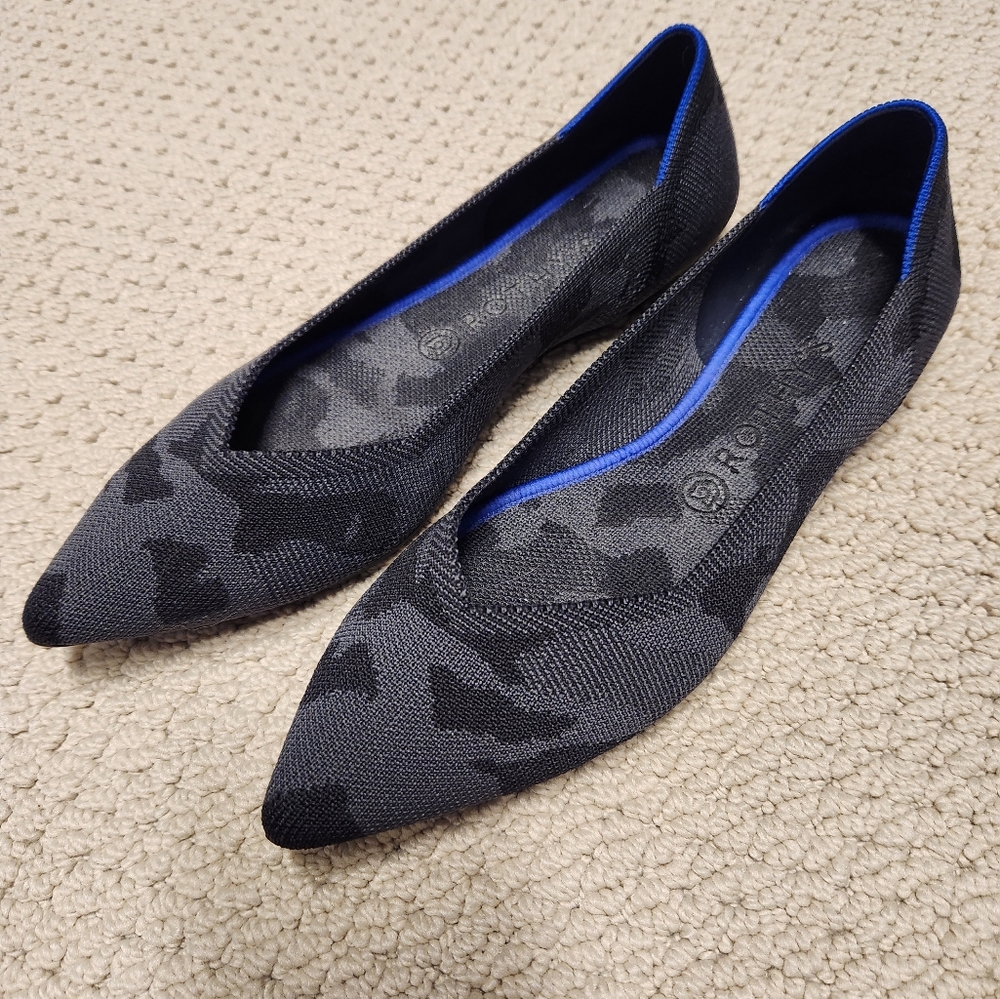 Rothy's Point Gray Camo Flats